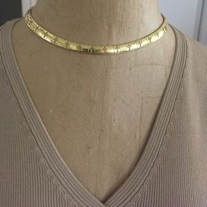 Omega Cross Necklace 16 Inches in ION Plated Yellow Gold Over Stainless Steel